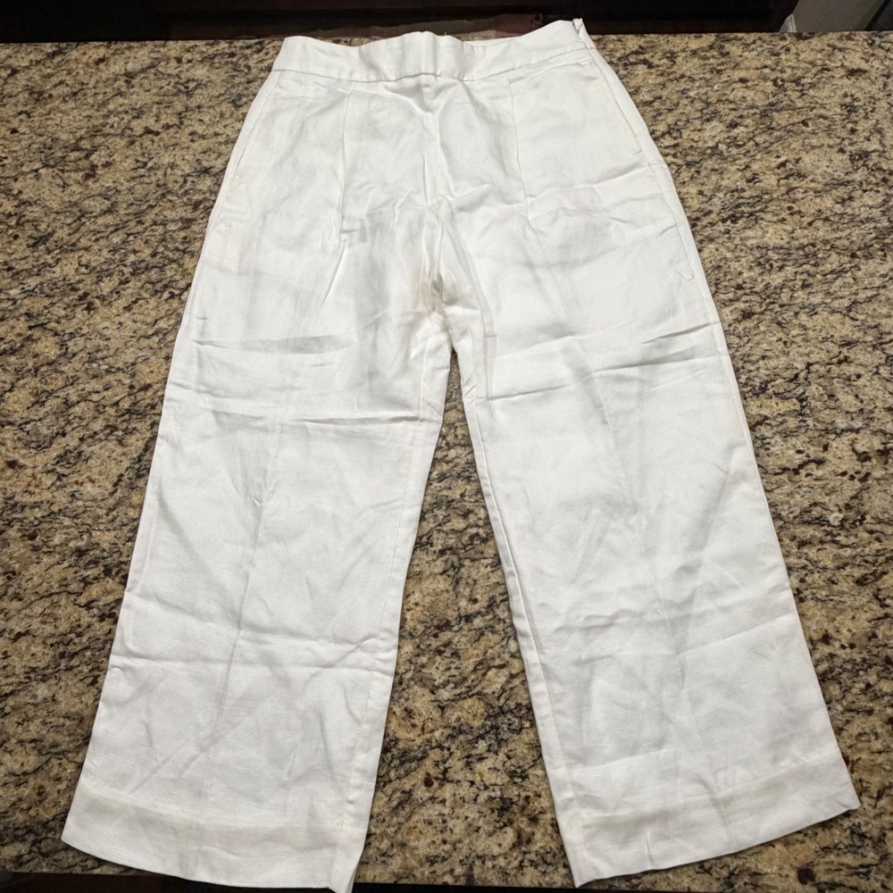 NEW J.Crew Womens Ivory White Wide Leg Cropped Pants Size 10 ws